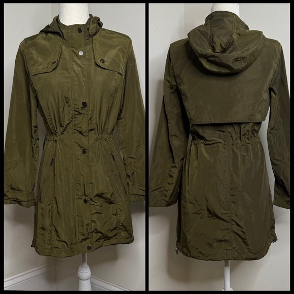 Petite Studio Olive Green Jacket Coat Women’s Size Small Detachable Hood - Picture 1 of 16